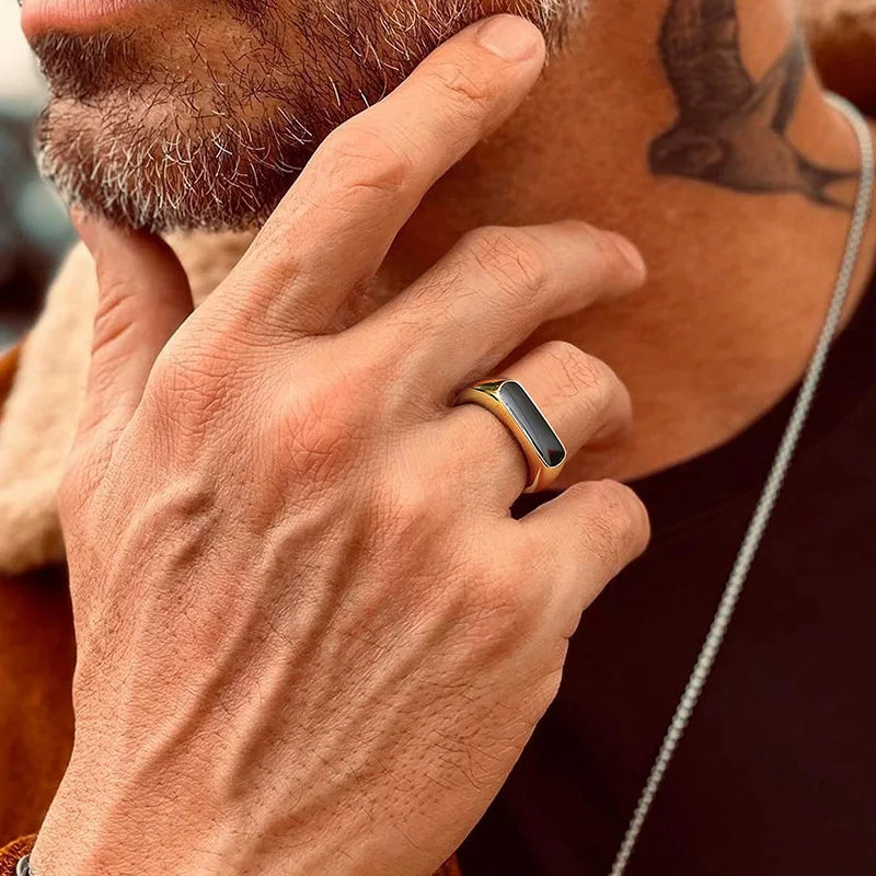 The Titan Black Bar Ring